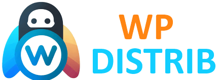 Logo de WPDistrib avec un Pingouin et le Symbole de WordPress