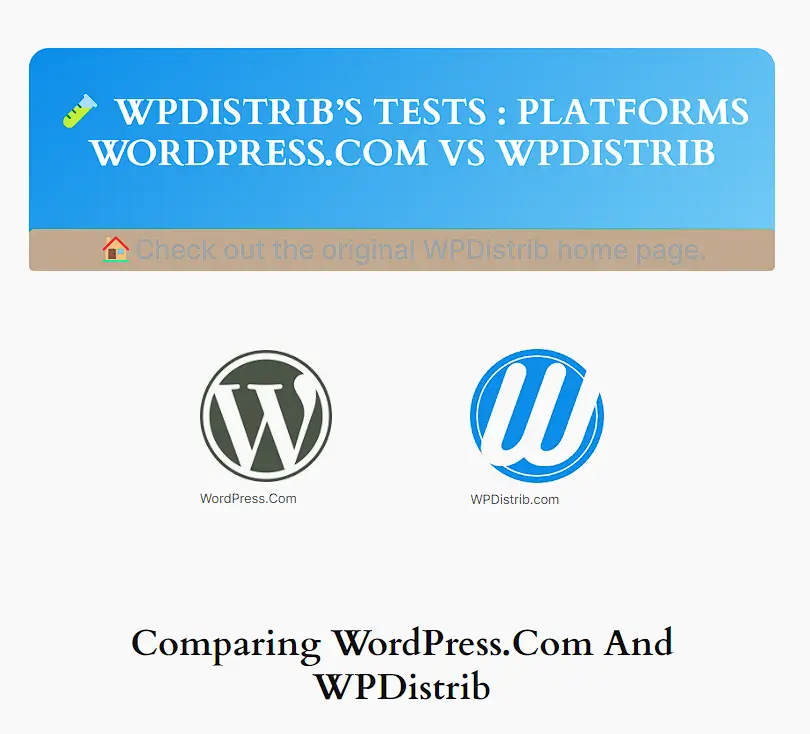 Comparison of WordPress.com and WPDistrib platforms by WPDistrib