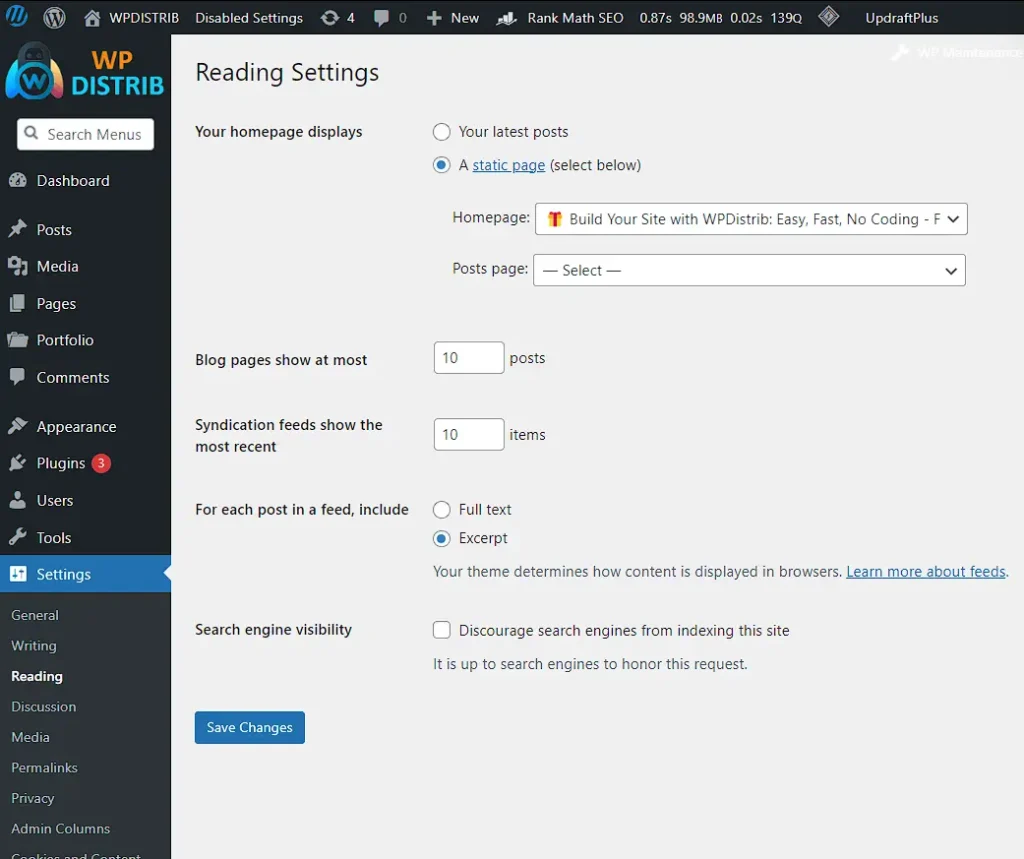 wpdistrib reading settings interface 1024x859 1