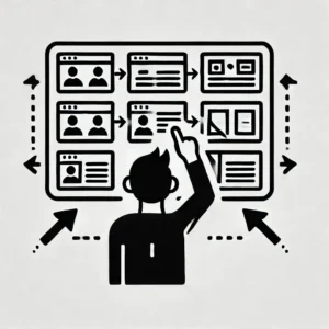 Personne pointant vers des éléments de slide interactifs sur un grand écran, représentant l meilleur WordPress SlidePage gratuit.