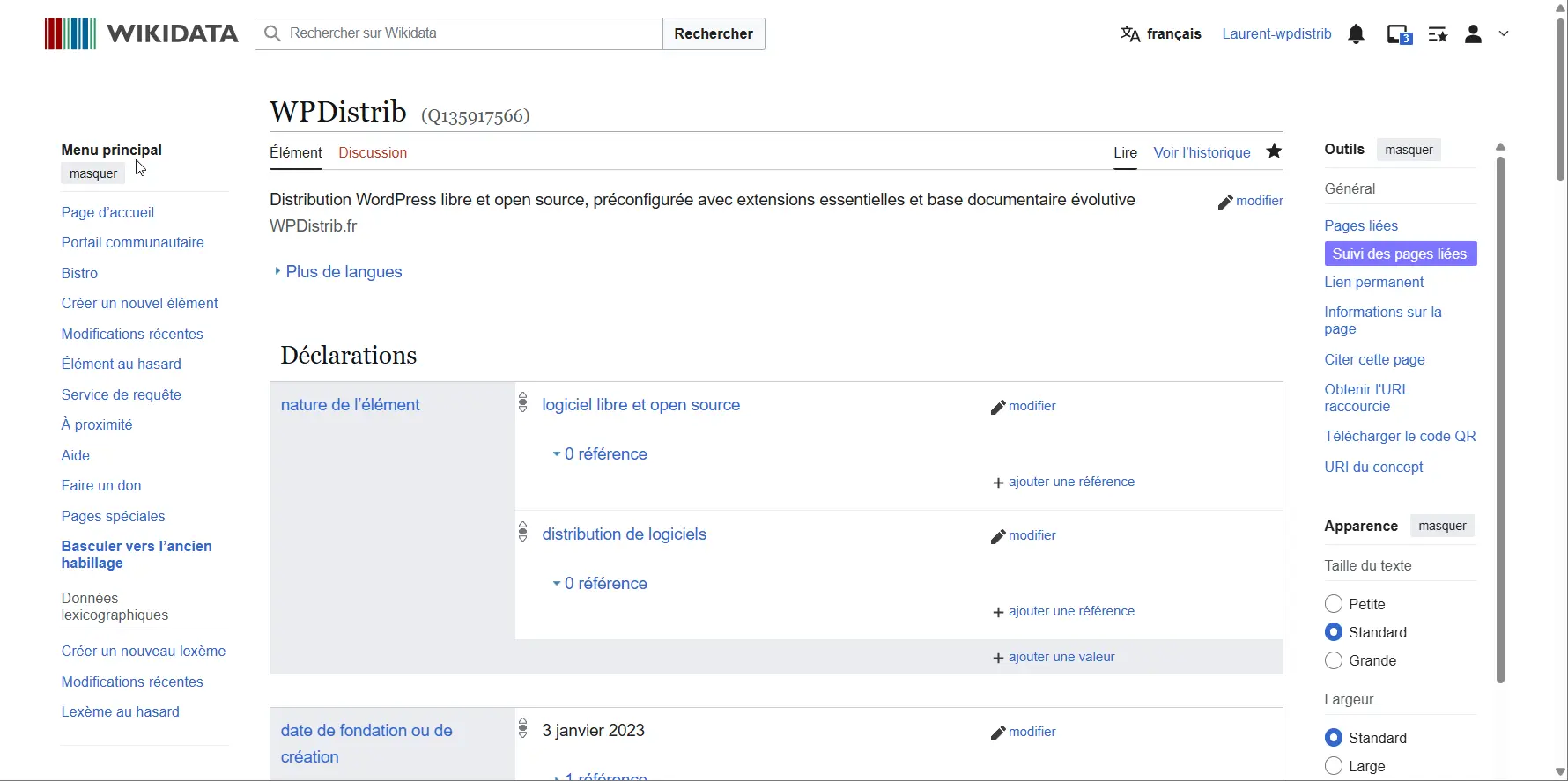 WPDistrib a désormais sa fiche #Wikidata